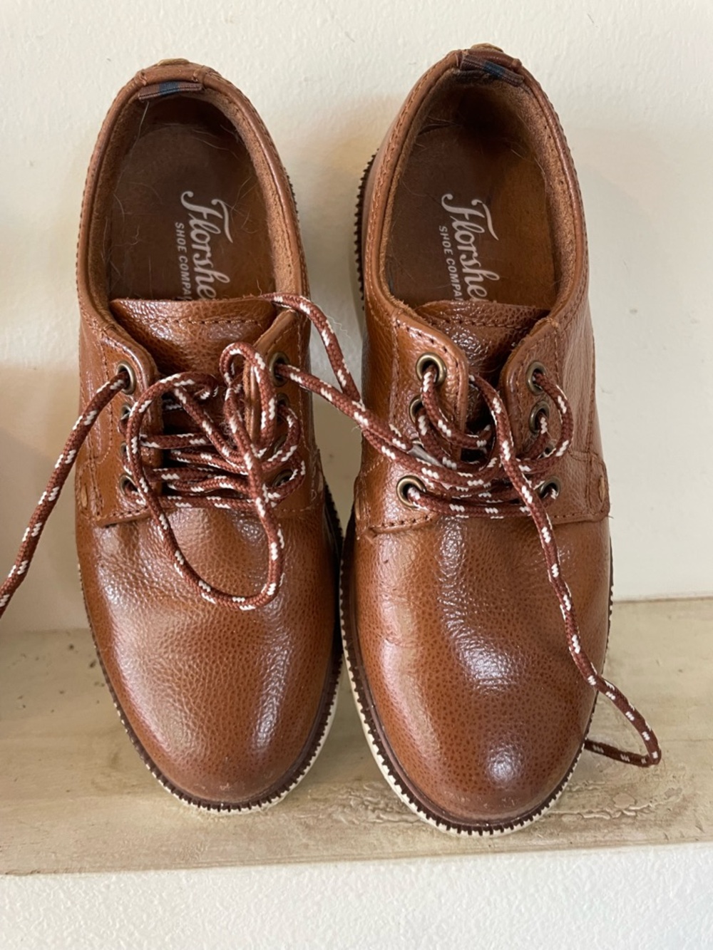 Florsheim Boys Brown Pebbled Leather Boat Shoes